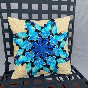 Paper Piecing Quilted Butterfly Pillow NEW